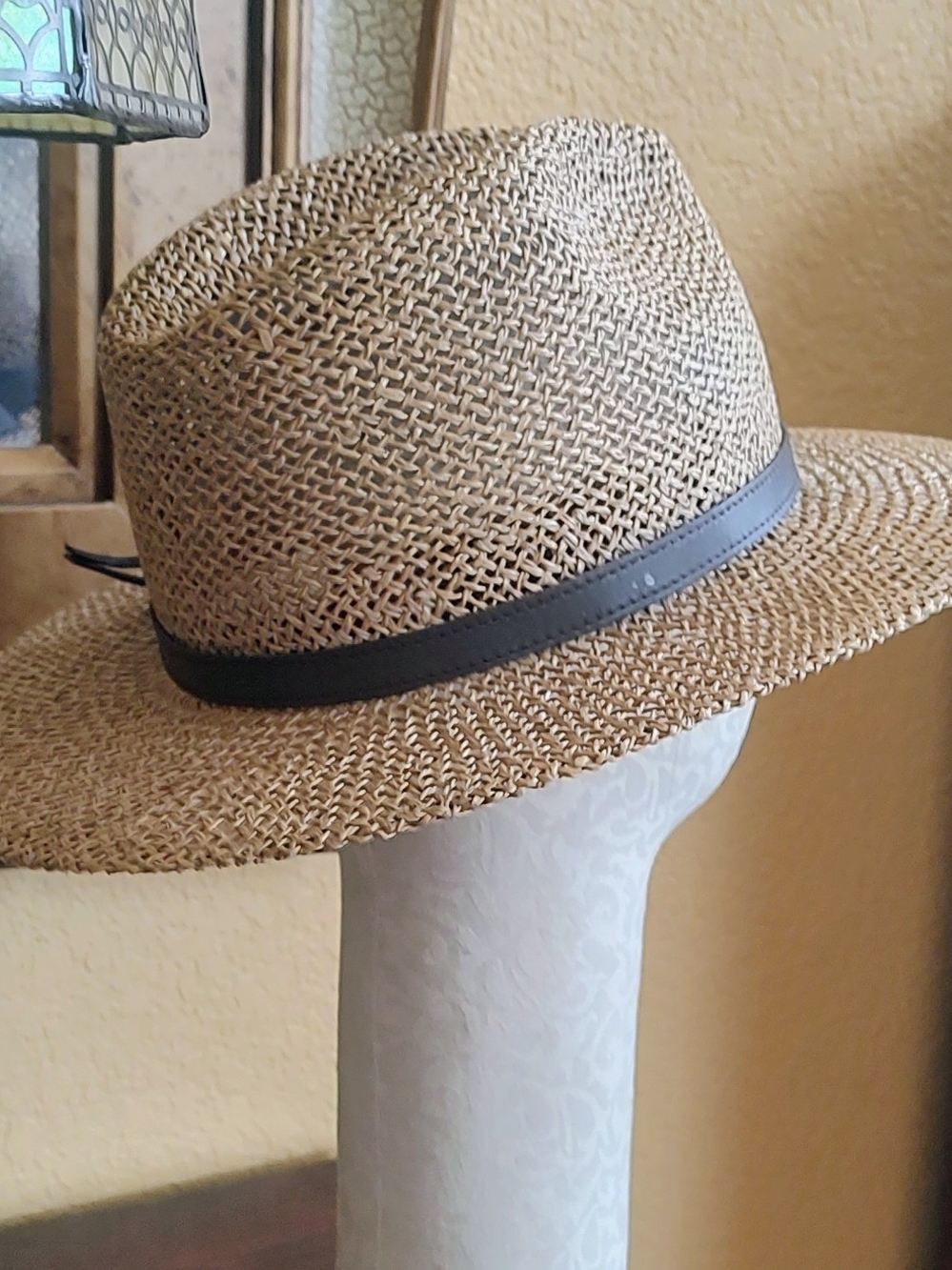 Stetson Straw Fedora Hat with Brown Band - Picture 7 of 14